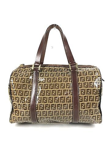Fendi FENDI Vintage Zucca Logo Zucchino Bag Mini Boston Handbag Coated Canvas Leather Men's Women's Brown (view 1)
