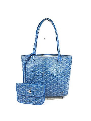 Goyard GOYARD Ange Mini Tote Bag Handbag Leather Men's Women's Blue (view 1)