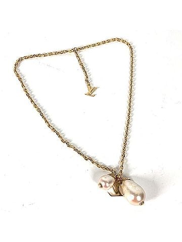 Louis Vuitton LOUIS VUITTON M66322 Accessory Pendant Damier Pearl Chain Necklace Metal Women's Gold (view 1)