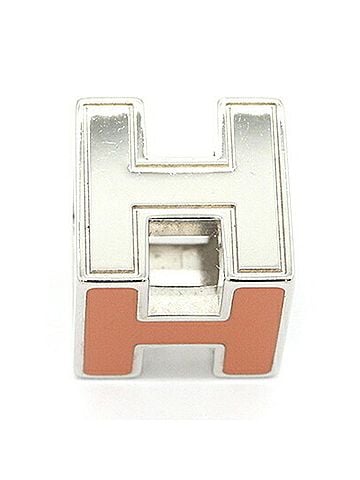 Hermès Hermes Pendant Top Cage d'H H Cube Silver Orange Metal Enamel Necklace Choker Square Women's HERMES (view 2)