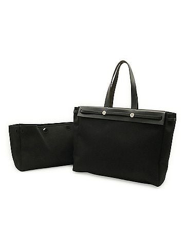 Hermès HERMES Hermès Herbag Cabas GM Tote Bag Large Shoulder Toile Officier Leather Black ?G Stamp (view 1)