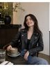 IRO 100% Lambskin Solid Black Leather Jacket Size 4 - photo 13