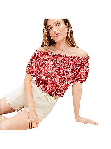 Loft 37 Floral Crinkle Jacquard Off The Shoulder Top Short Sleeve T-Shirt (view 1)