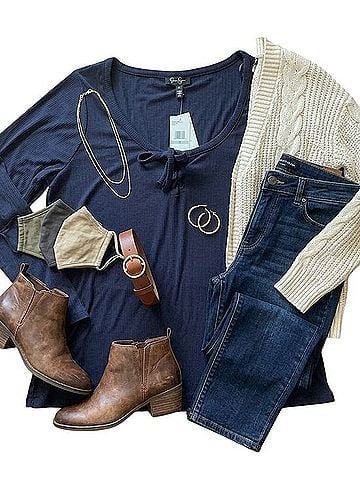 Jessica Simpson Pippa Lace Up Top Long Sleeve T-Shirt (view 1)