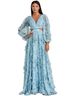 Mac Duggal 100% Polyester Floral Blue Cocktail Dress Size 0X - photo 1