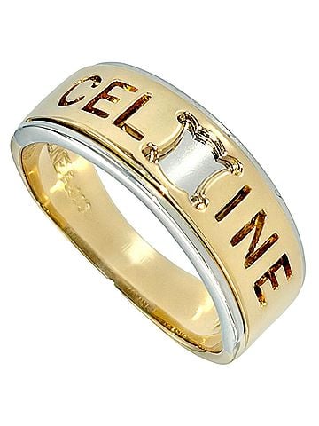 Céline Celine Macadam Logo Bicolor Ring, Approx. 18K Yellow Gold (5.9g), Platinum 900 Combination, Women's Ring (view 1)