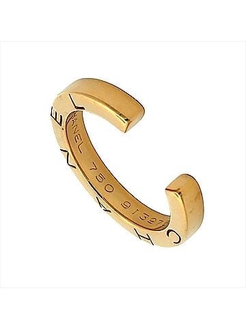 Chanel Chanel C Signature Logo Ring, Approx. 18K Yellow Gold, 4.8g, 3mm, Women's (view 1)