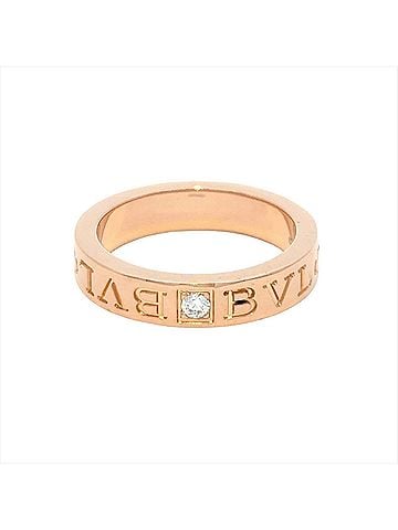 Bvlgari Bulgari BVLGARI Double Logo 1P Diamond Ring, Approx. 18KPG (Pink Gold), 6.1g, Men's (view 2)