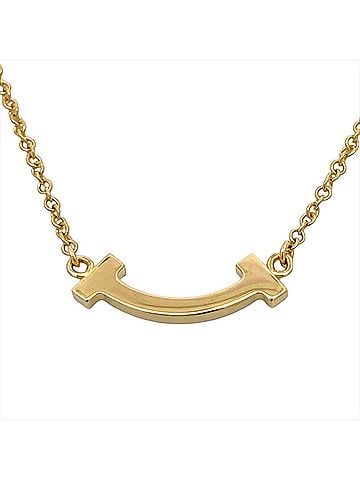 Tiffany & Co. Tiffany &amp; Co. T Smile Mini Necklace, 0.03ct Diamond, 18K Yellow Gold, 2.3g, Women's. (view 2)