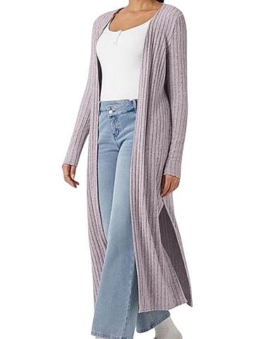 Halara Ribbed Long Sleeve Split Longline Cardigan Cardigan (view 1)