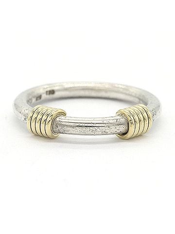 Tiffany & Co. Tiffany &amp; Co. Bandwith 2-Wire Sterling Silver 925 Yellow Gold Ring, US 5-5.5 JP- Women's Combination SV925 750 18K (view 1)