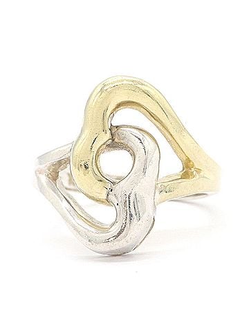 Tiffany & Co. Tiffany &amp; Co. Double Heart Ring, Yellow Gold and Sterling Silver 925 Combination Women's, 18K Gold, SV (view 1)