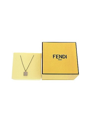 Fendi Fendi FF Logo Square Necklace, Metal, Silver, 0500FENDI (view 2)