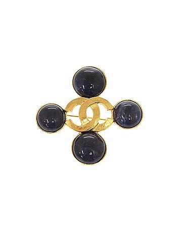 Chanel Chanel Vintage Coco Mark Metal Colored Stone Gold Brooch 1033CHANEL (view 1)