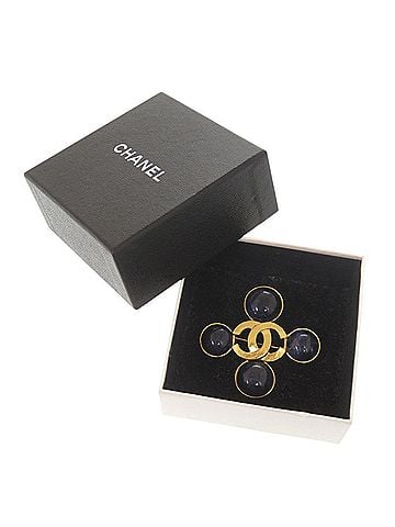 Chanel Chanel Vintage Coco Mark Metal Colored Stone Gold Brooch 1033CHANEL (view 2)