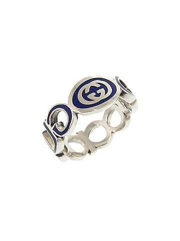 Gucci Gucci Interlocking G Sterling Silver 925 Blue Ring 0793GUCCI (view 1)