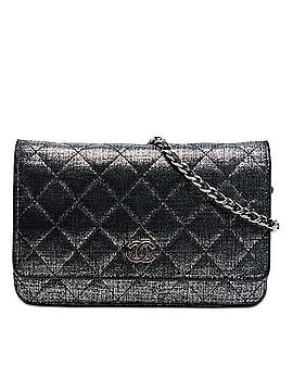 Chanel CC Quilted Metallic Fabric Wallet On Chain (view 1)