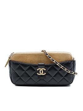 Chanel CC Quilted Lambskin and Suede Double Zip Phone Holder With Chain (view 1)