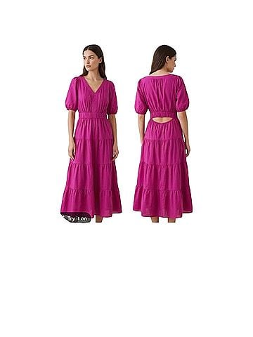 Ann Taylor LOFT Loft Tiered Cut Out Back Maxi Dress Casual Dress (view 1)