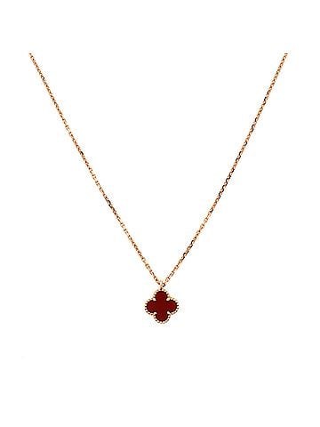 Van Cleef & Arpels Sweet Alhambra Pendant Necklace 18K Rose Gold and Carnelian (view 1)