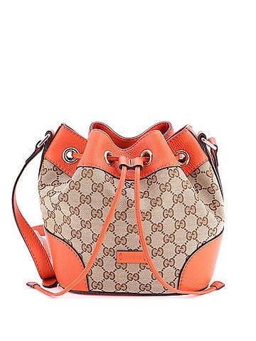 Gucci Classic Bucket Bag GG Canvas with Leather Small (view 1)