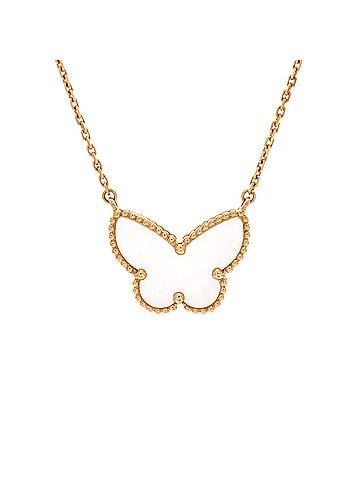 Van Cleef & Arpels Lucky Alhambra Butterfly Pendant Necklace 18K Yellow Gold with Mother of Pearl (view 1)