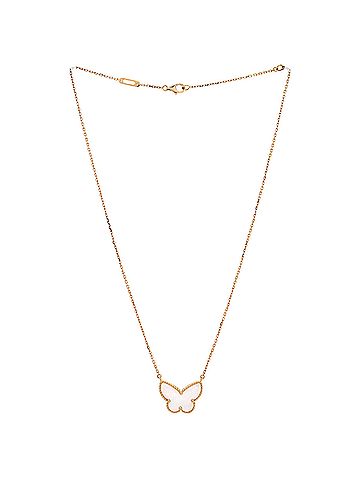 Van Cleef & Arpels Lucky Alhambra Butterfly Pendant Necklace 18K Yellow Gold with Mother of Pearl (view 2)