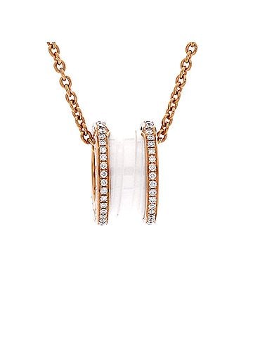 Bvlgari B.Zero1 Pendant Necklace 18K Rose Gold and Ceramic with Diamonds (view 1)