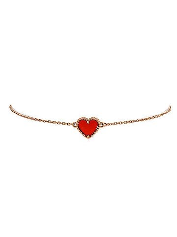 Van Cleef & Arpels Sweet Alhambra Heart Bracelet 18K Rose Gold with Carnelian (view 1)