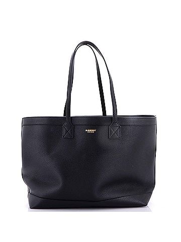 Burberry Shopping Tote Leather with Check Canvas Interior Medium (view 1)