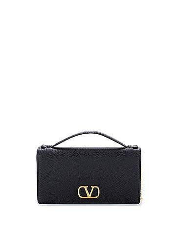 Valentino Garavani VLogo Signature Wallet on Chain Leather (view 1)