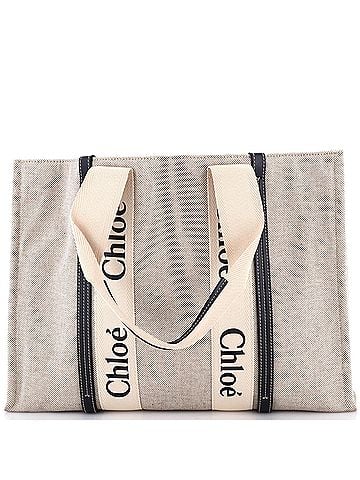 Chloé Woody Tote Canvas with Leather Large (view 1)