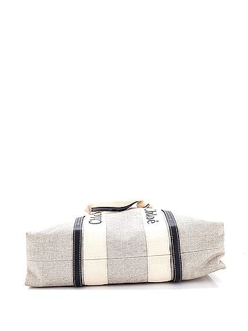 Chloé Woody Tote Canvas with Leather Large (view 2)