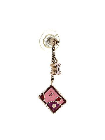 Chanel Valentine CC Square Drop Earrings Metal with Enamel (view 2)