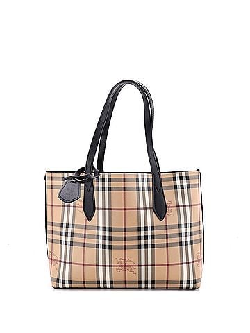 Burberry Reversible Tote Haymarket Coated Canvas and Leather Small (view 1)