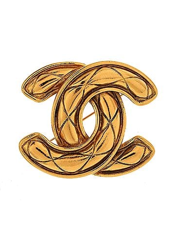 Chanel Vintage Quilted CC Brooch Metal (view 1)