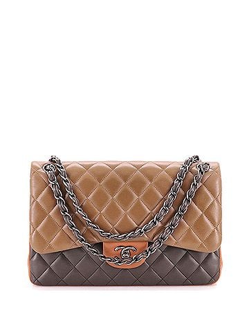 Chanel Tricolor Classic Double Flap Bag Quilted Lambskin Jumbo (view 1)