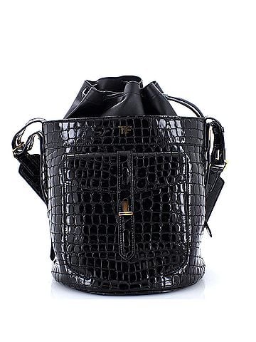 Tom Ford Hollywood T Twist Bucket Bag Crocodile Embossed Leather (view 1)