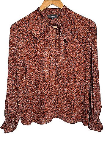 Theory Blouson Sleeve Scarf Neck Top Long Sleeve Blouse (view 1)