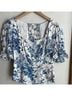 Reformation 100% Viscose Floral White Blue Blouse Size 4 - photo 4