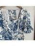 Reformation 100% Viscose Floral White Blue Blouse Size 4 - photo 5