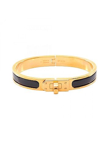Hermès Hermes Mini Click Kelly PM Bangle Accessory, Gold Plated (GP), Enamel, Women's, Gold/Black Tones (view 1)