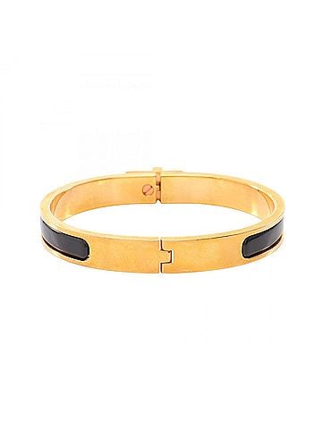 Hermès Hermes Mini Click Kelly PM Bangle Accessory, Gold Plated (GP), Enamel, Women's, Gold/Black Tones (view 2)
