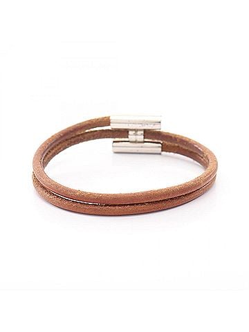 Hermès Hermes Tourni Tresse Bracelet - Leather and Stainless Steel Women's Brown/Silver Tones (view 2)