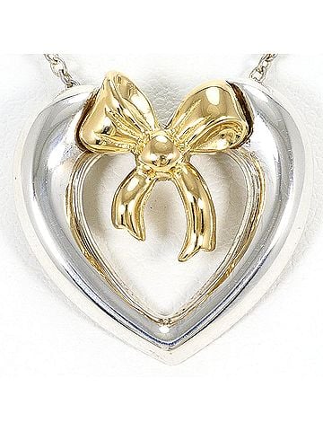 Tiffany & Co. Tiffany &amp; Co. Heart Ribbon 18K Yellow Gold Silver Necklace, Total Weight 4.6g, 41cm, Jewelry (view 1)