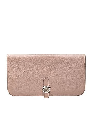 Hermès Hermes Dogon Long Wallet, Pink with Silver Hardware, Evercolor, Women's (view 1)