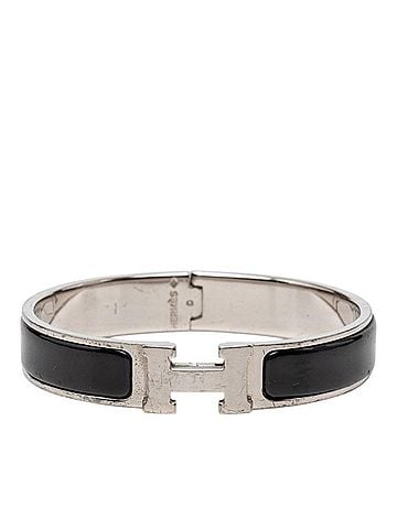 Hermès Hermes Click H PM Bracelet Bangle Silver Black Metal Women's HERMES (view 1)