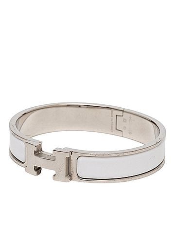 Hermès Hermes Click H PM Bracelet, Silver, White Metal Enamel, Women's (view 2)