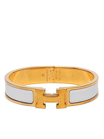 Hermès Hermes Click H PM Bracelet, Gold and White Plated Enamel, Women's. (view 1)