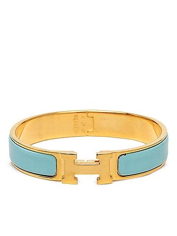Hermès Hermes Click H PM Bracelet, Gold and Blue Plated Enamel, Women's. (view 1)